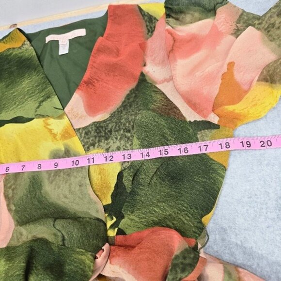 Anthropologie Hutch Geo Maxi Wrap Dress M Multicolor Balloon Sleeve Ruffle Boho - Picture 6 of 12